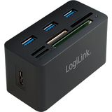 HUB All-in-One CardReader LogiLink SuperSpeed 3xUSB microSD/SD passief zwart