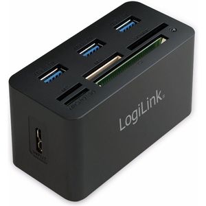 Logilink - Usb 3.0-Hub - Zwart - 3 Poorten Met Kaartlezer
