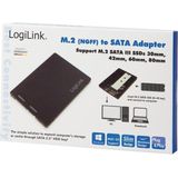 LogiLink AD0019 - Adapter M.2 naar S-ATA - Zwart - Compatibel met B+M Key