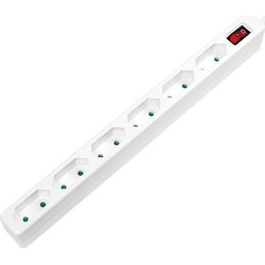 Stekkerdoos met 6 niet-geaarde contacten en schakelaar / wit - 1,5 meter
