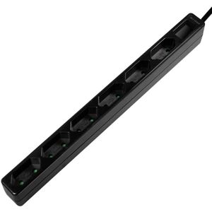 LogiLink LPS231B 6-voudige stekkerdoos (Eurobuchse) - CEE 7/16 met kinderbeveiliging, zwart, 6 x euro