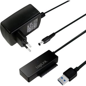 Logilink AU0050 USB 3.0 naar SATA 3G/6G adapter met aan/uit-schakelaar, zwart