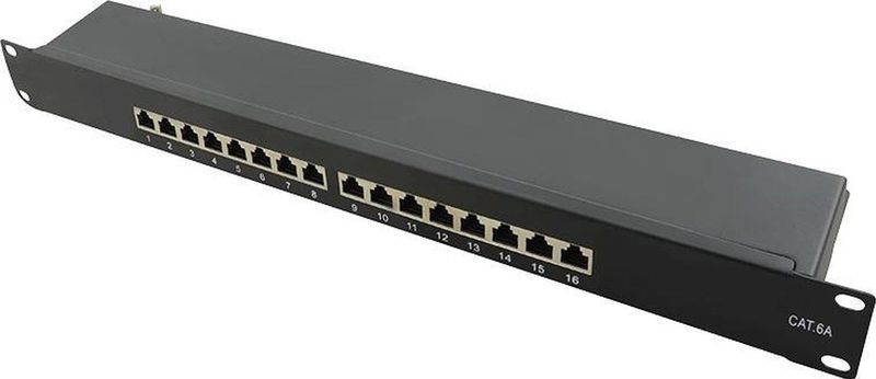 CAT6a patch panel 16-poorts STP 1U zwart - Netwerkkabel - Computerkabel - Kabel
