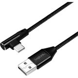 USB - A naar C - Aansluitkabel - Zwart - 0,3m - 90° Hoek, 5V/3A Uitgangsvermogen