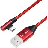 USB 2.0 A naar C Hoek 90° Kabel - Rood - 1m