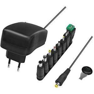 LogiLink PA0198 Universele voeding (34W) met USB-poort en 8 verschillende adapters, kortsluitbeveiliging, overspanningsbeveiliging, oververhittingsbeveiliging en overstroombeveiliging