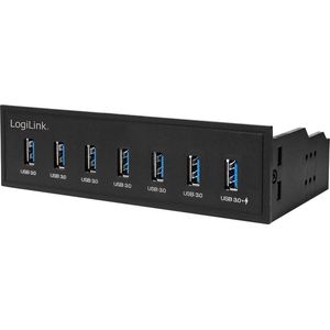 LogiLink USB HUB 3.0, 7-Port, 5,25 inch intern + Schnelladeport