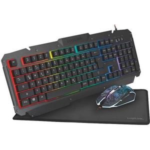 LogiLink Gaming Combination Set - Set aus Tastatur, Maus und Mauspad - hintergrundbeleuchtet - USB - Deutsch