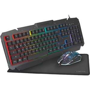 Combo toetsenbord en muis voor gaming, 61 toetsen RGB verlicht gaming toetsenbord muis muismat, plug and play, Rainbow LED Gaming Mouse 3600 DPI, mechanisch toetsenbord, voor PS4, PS5, PC, Mac Combo toetsenbord en muis voor gaming, 61 toetsen RGB verlicht gaming toetsenbord muis muismat, plug and play, Rainbow LED Gaming Mouse 3600 DPI, mechanisch toetsenbord, voor PS4, PS5, PC, Mac