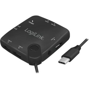 LogiLink UA0344 - OTG (On-The-Go) Multifunctionele HUB (USB Type-C™) en kaartlezer voor SD/micro-SD/M2/MS (Duo/Pro) geheugenkaarten, geschikt voor Android smartphones en tablets met OTG/MacBook