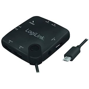 LogiLink UA0345 OTG (on-the-go) multifunctionele hub (USB type micro-USB) en kaartlezer voor SD/microSD/M2/MS (Duo/Pro), compatibel met Android-smartphones en tablets met OTG
