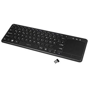 LogiLink ID0188 Draadloos toetsenbord met ingebouwde touchpad, 12 praktische multimedia functietoetsen en een slaap-energiespaarmodus voor pc/Windows/MacOS/Smart TV/Android Box, zwart