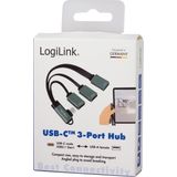 LogiLink - UA0361 - USB-C Hub - Zwart - Aluminium - 3 Poorten
