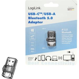 LogiLink - BT0054 - Bluetooth Muziekontvanger - Grijs - USB-C 3.2 / USB-A 3.2