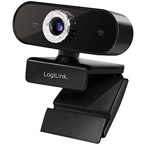 LogiLink UA0371 - Pro Full HD USB-webcam met microfoon voor scherpe videogesprekken via Skype/Google Meet/FaceTime/FB Messenger/etc.