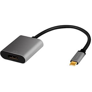 Logilink CUA0102 USB 3.2 Gen 1-DisplayPort adapterkabel 4K/60Hz, aluminium, zwart/grijs, 0,15 m