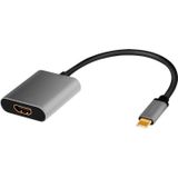 LogiLink CUA0103 - USB 3.2 Gen 1-HDMI adapterkabel 4K/60 Hz, aluminium, zwart/grijs, 0,15 m