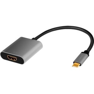 LogiLink CUA0103 USB 3.2 Gen 1 Adapter C/M naar HDMI, 4K/60 Hz, alu, zwart/grijs, 0,15 m (USB, 15 cm), Data + Video Adapter, Grijs, Zwart