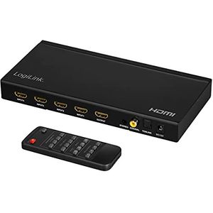 LogiLink HDMI-schakelaar 4x1-poort, Multiviewer, 1080p/60 Hz, Scaler, naadloos, RC, Schakeldoos