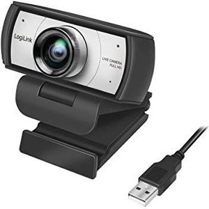 LogiLink UA0377 - conferentie HD-USB-webcam, 120° ultragroothoeklens, dubbele microfoon met ruisonderdrukking, handmatige focus, voor videoconferenties en live streaming, zwart