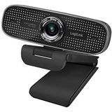 LogiLink UA0378 HD-conferentie, USB, webcam, 100 graden, groothoek, dubbele microfoon met ruisonderdrukking met handmatige scherpstelling voor videoconferenties en live streaming, zwart