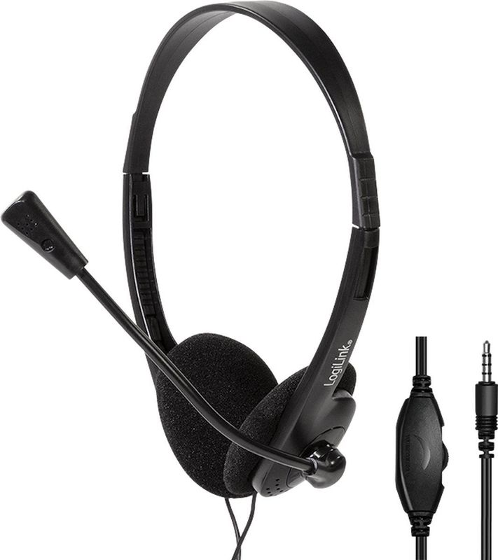 LogiLink HS0055 - Stereo Headset, 1x 3,5 mm stereo stekker, microfoon
