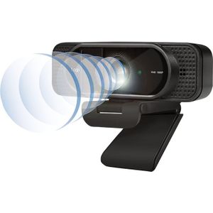 LogiLink UA0381 - Conferentie HD-USB-webcam, 96° groothoeklens, dubbele microfoon met ruisonderdrukking, fixfocus, correctie bij weinig licht, voor videoconferenties en live streaming