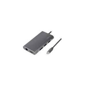 LogiLink UA0382, Kabelgebunden, USB 3.2 Gen 1 (3.1 Gen 1) Type-C, 100 W, 10,100,1000 Mbit/s, Silber, 5000 Gbit/s