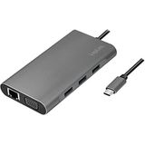 LogiLink Docking Station USB 3.2 Gen1, USB-C, 10-poorts, PD,. (USB-C, 10 Havens), Docking station + USB-hub, Zilver
