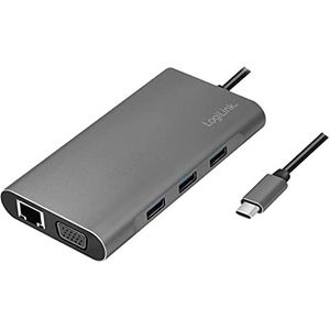 LogiLink - UA0383 - Docking Station - Zilver - 10 Poorten, PD 100W, 4K UHD, Plug and Play