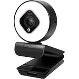 LogiLink UA0384 - Full HD USB-webcam - 76° Groothoeklens - Dubbele Microfoon - Ringlicht