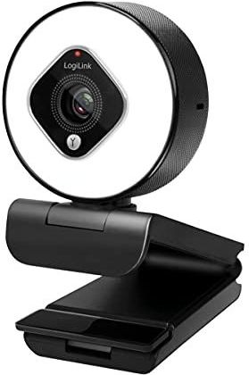 LogiLink UA0384 - Full HD USB-webcam - 76° Groothoeklens - Dubbele Microfoon - Ringlicht