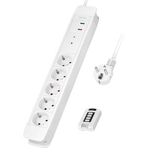 LogiLink - Power Strip - Wit - 3680 Watt - 5 Uitgangen - 1,5 m Snoer