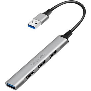 LogiLink - UA0391 - USB 3.0-hub - Aluminium - Grijs - 4 Poorten