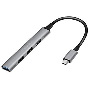 Logilink UA0392 - USB 3.2 Gen1 (type C) USB-hub dun, 4 poorten met aluminium behuizing, grijs