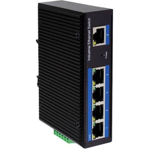 LogiLink NS200P - Industriële Fast Ethernet Switch, 5-poorts 10/100 Mbps, met PoE (Power Over Ethernet)