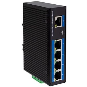 LogiLink NS202P 5-poorts industriële Gigabit Ethernet Switch 10/100/1000 Mbps, met PoE (Power over Ethernet)