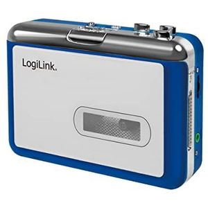 LogiLink Cassettespeler voor Bluetooth-apparaten, draadloos, MP3-speler + draagbare audioapparatuur, Blauw, Zilver