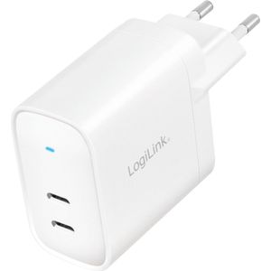 LogiLink - PA0282 - USB-stekkeradapter - 2X USB-C Poort PD - 40 W - GaN-technologie