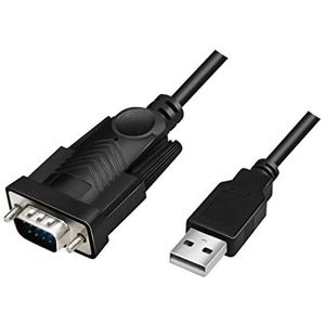 LogiLink Serieel Adapter [1x USB-A 2.0 stekker - 1x D-sub stekker 9-polig] 1.5 m Zwart