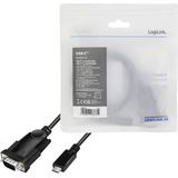 LogiLink Serieel Adapter USB-C 2.0 naar D-sub 9-Pins 1.2 m Zwart