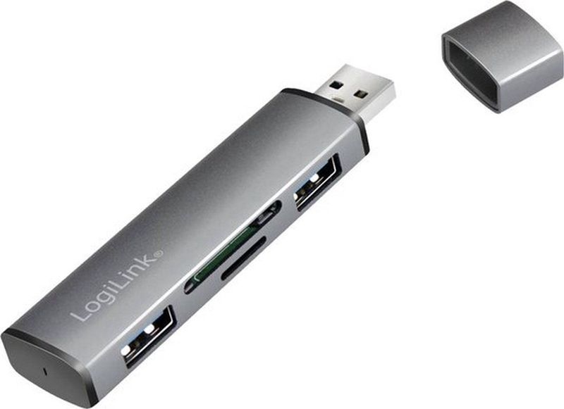 LogiLink UA0394 USB 3.2 Gen 2 Hub - SD Kaartlezer - Spacegrijs