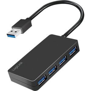 LogiLink - USB 3.2 Hub - 4 Poorten - Zwart - Kunststof - Overstroom- en Overspanningsbeveiliging