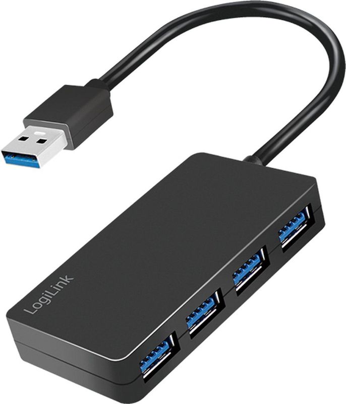 LogiLink - USB 3.2 Hub - 4 Poorten - Zwart - Kunststof - Overstroom- en Overspanningsbeveiliging