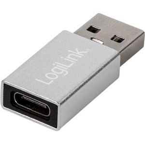 LogiLink USB 3.2 Gen1 Type-C, USB-A (mannelijk) naar USB-C (female) adapter, zilver