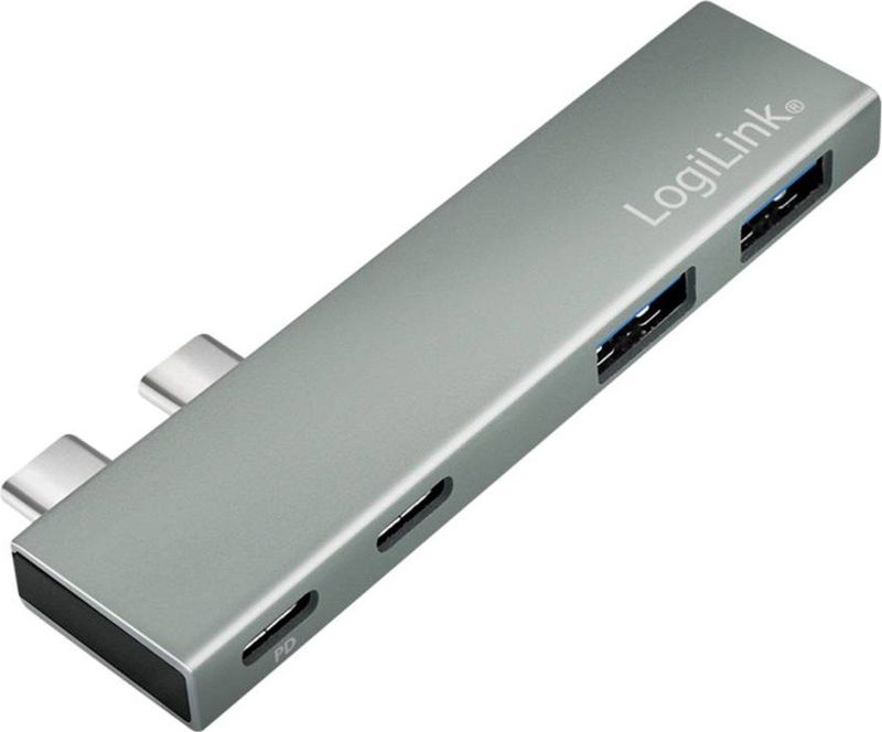 LogiLink USB-C Dockingstation - Apple - 4-in-1 - Zilver