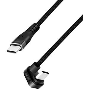 Logilink 1 m USB 2.0 type C 180° hoek naar USB-C stekker (recht) zwart