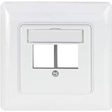 Aansluitdoos - Signaalwit - Geschikt voor 2 Keystone Modules - Compleet met Frame en Draagring