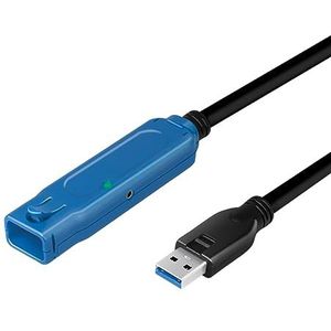 LogiLink USB 3.2 (Gen1) verlengkabel, USB-A (stekker) naar USB-A (bus) met versterker, lengte: 20 m