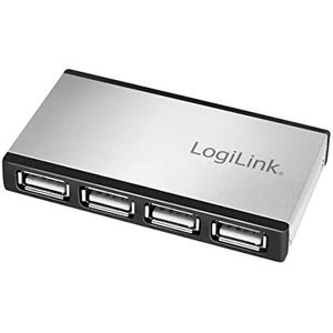 LogiLink - USB 2.0 Hub - Zilver - Aluminium Behuizing - 4 Poorten